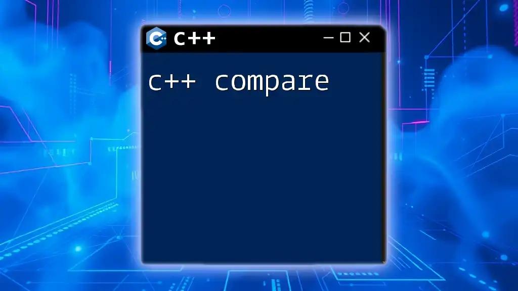 C++ Compare: A Quick Guide to Comparison Operators