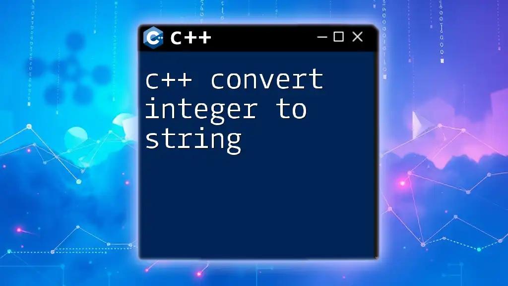 C++ Convert Integer to String: A Straightforward Guide