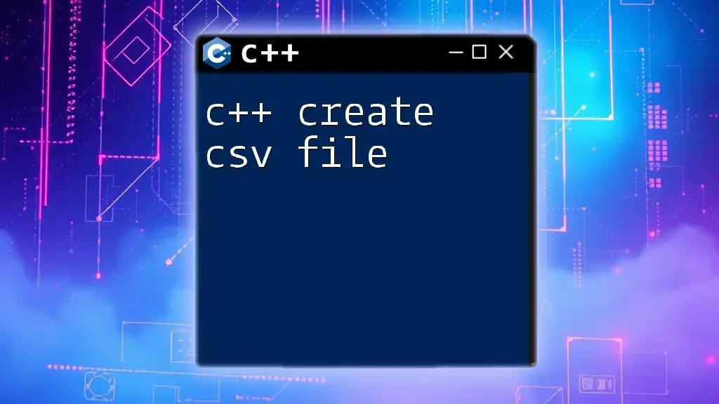 C++ Create CSV File: A Simple Step-by-Step Guide