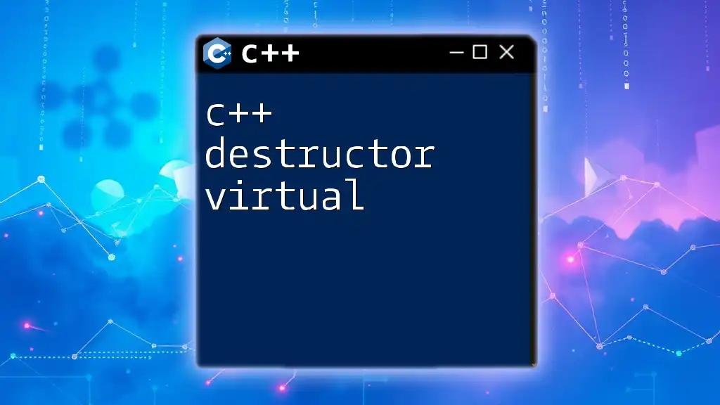 C++ Destructor Virtual: A Concise Guide to Mastery