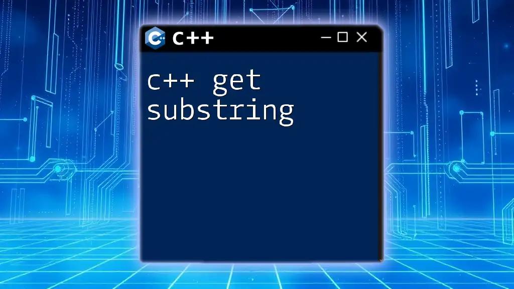 C++ Get Substring: Quick Guide to Mastering Substrings