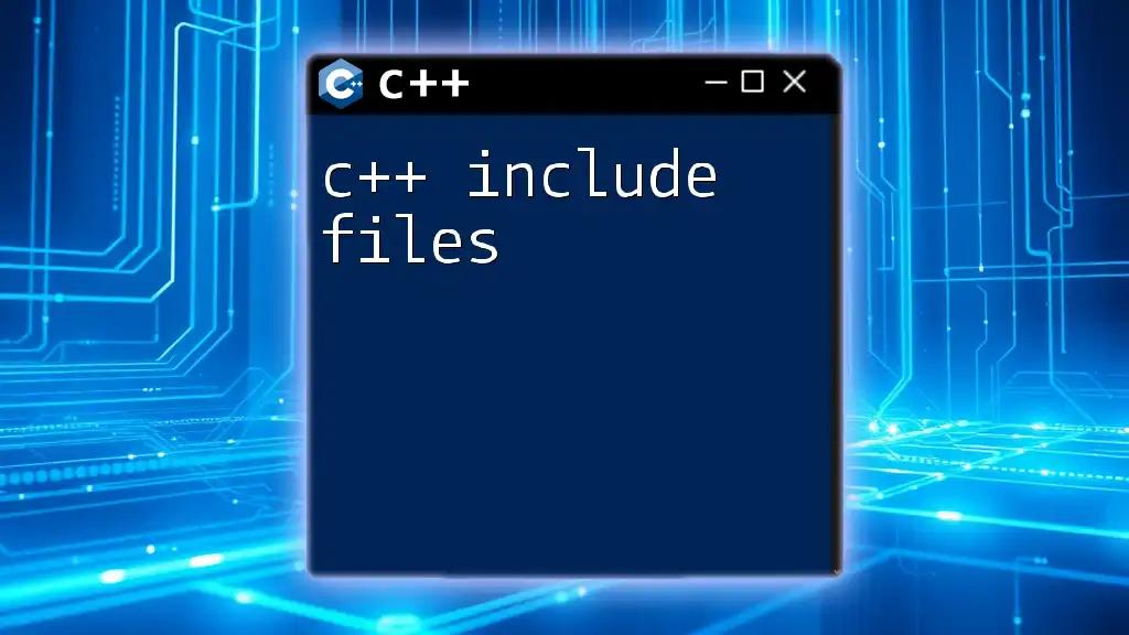 Mastering C++ Include Files: A Quick Reference Guide