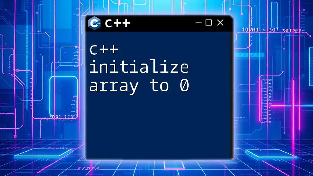 C++ Initialize Array to 0: A Quick Guide