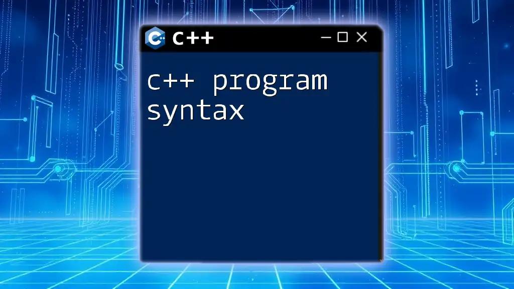 Mastering C++ Program Syntax: A Quick Guide