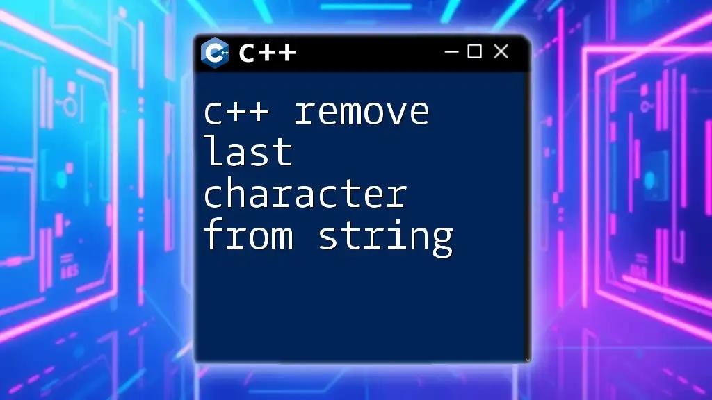 C++ Remove Last Character from String: A Quick Guide