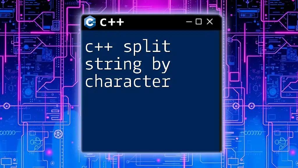 C++ Split String By Character: A Quick Guide