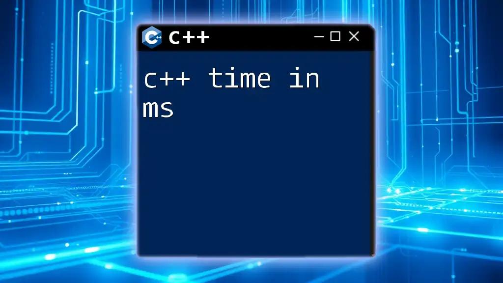 C++ Time in MS: Measuring Time Like a Pro