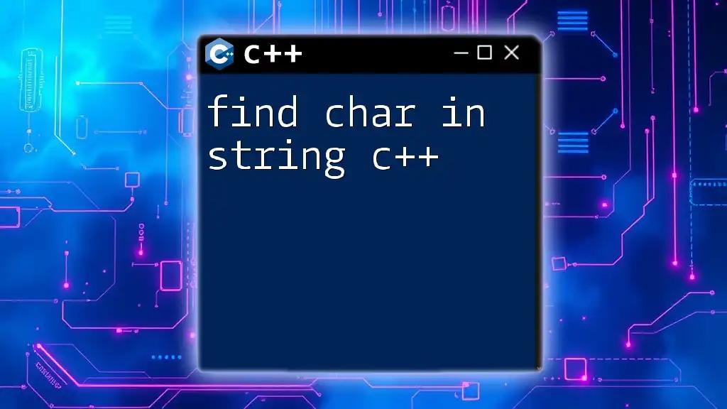 Find Char in String C++: Quick and Easy Guide