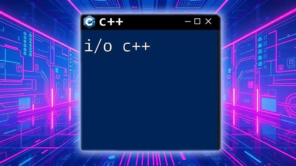 Mastering I/O in C++: A Quick Guide to Input and Output