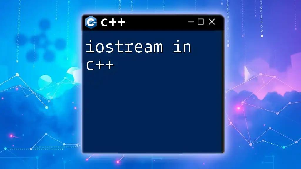 Mastering iostream in C++: A Quick Guide to Input/Output