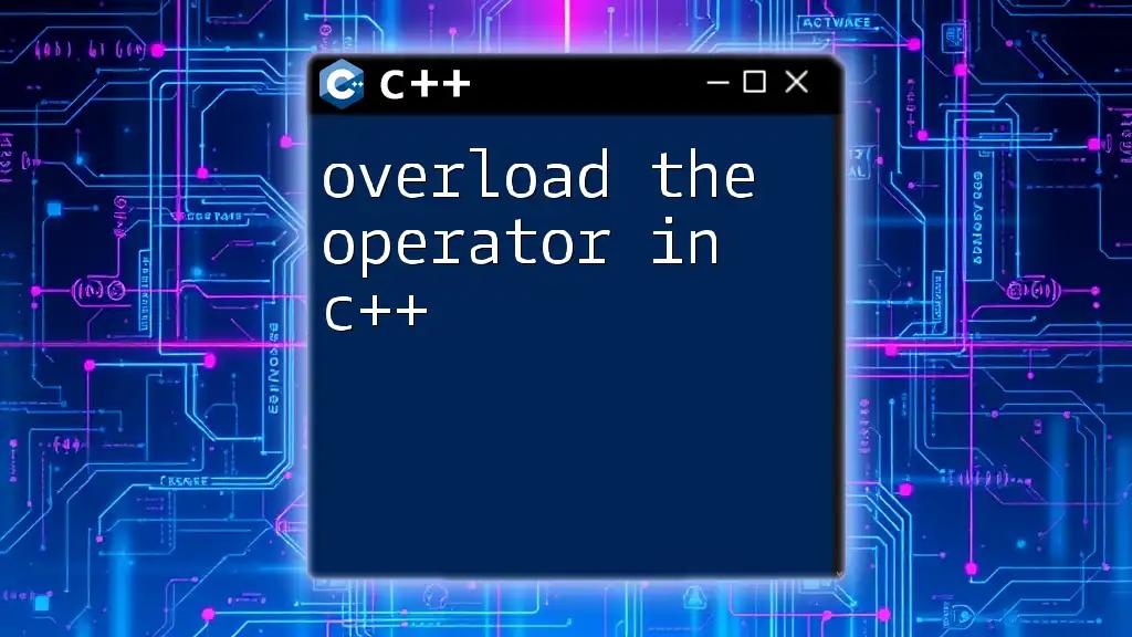 Overload the Operator in C++: A Quick Guide