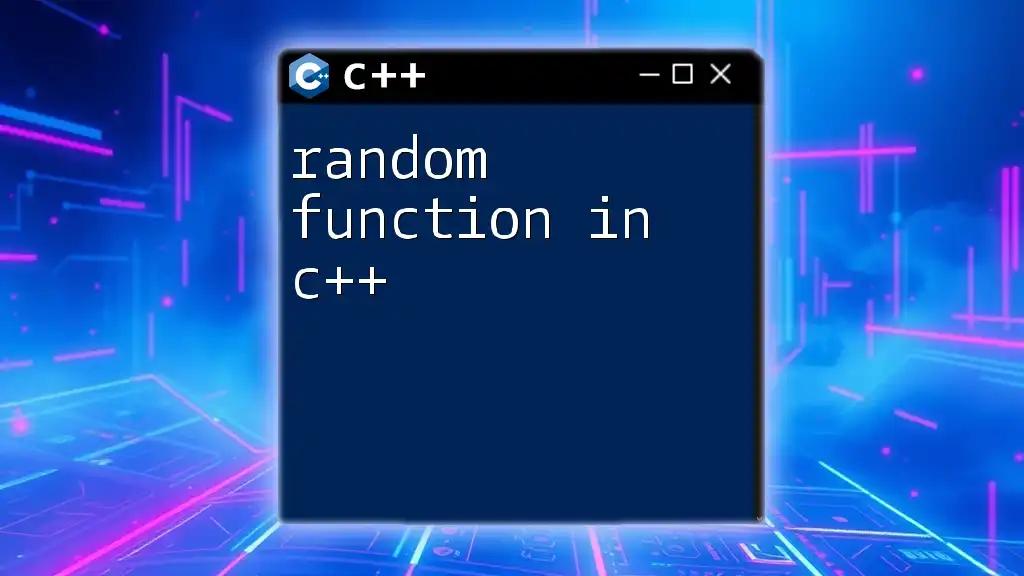 Mastering the Random Function in C++: A Quick Guide