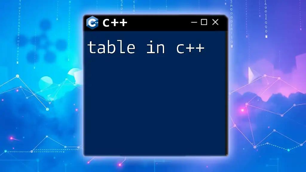 Table in C++: A Quick Guide to Structuring Data