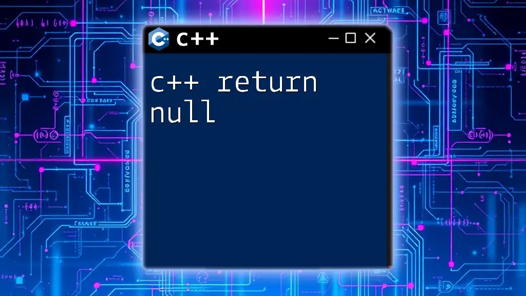 C++ Return Null: A Quick Guide to Mastering Null Pointers